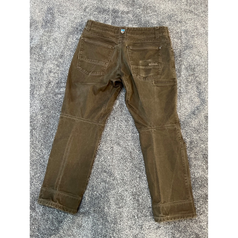 Kuhl Rydr Pants Mens 32x28 Brown Vintage Patina Dye Articulated Knee Canvas Work - Picture 12 of 15